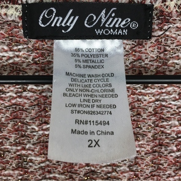 ONLY NINE Woman Top Sweater Blouse Woven Fringe Asymmetrical Trim Scoop Neck 2X - Picture 8 of 9